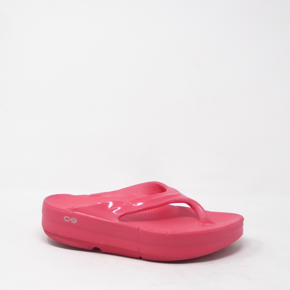 OOFOS Womens OOmega OOlala Flip Flop Pink Platform Recovery Sandal Size 9